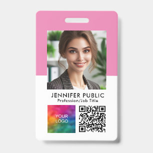 Badge Code QR personnalisé pour photo d'employé Logo Nom