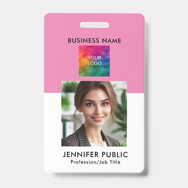 Badge Code QR personnalisé simple photo d'employé logo d (Avant)