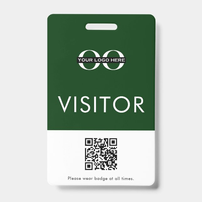 Badge Code QR personnalisé Vert Visiteur (Avant)
