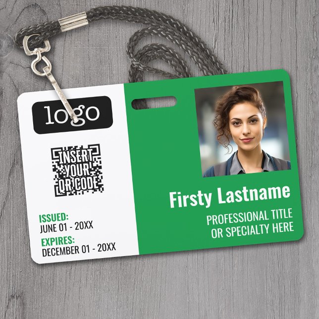 Badge Code QR, Photo de l'employé, Logo, Nom, ID d'expir (Custom Employee ID Badges - thick plastic with full color print)