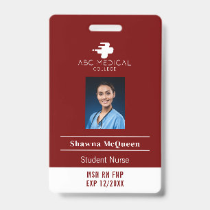 Badge Code QR photo rouge étudiant infirmière MSNRN FNP