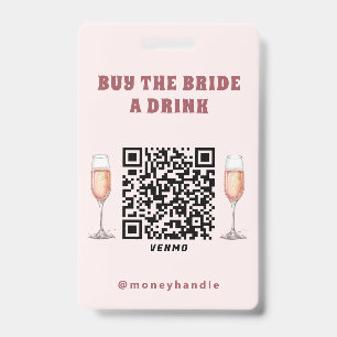 Badge Code QR pour Acheter un Verre à la Mariée
