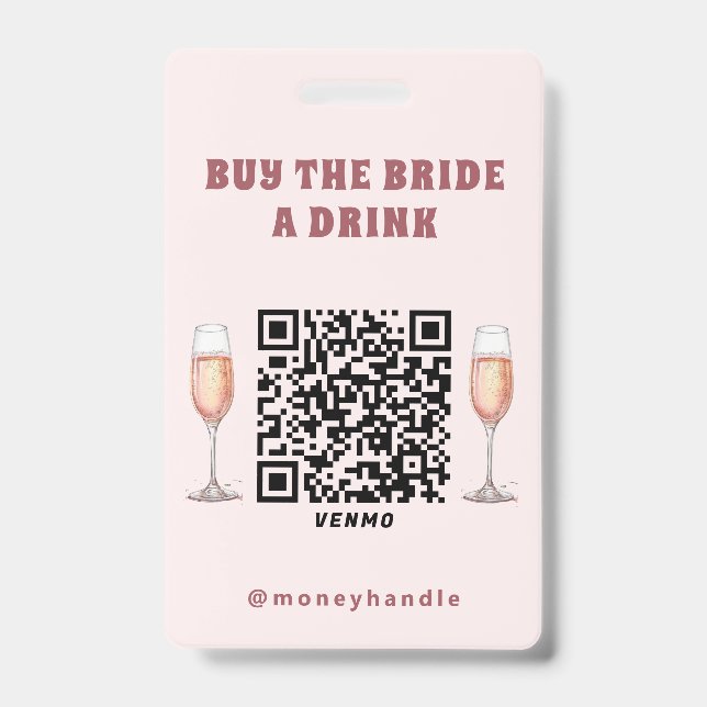 Badge Code QR pour Acheter un Verre à la Mariée (Avant)