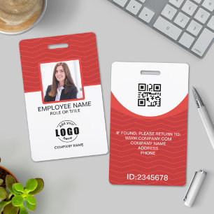 Badge Code QR rouge personnalisé pour employés d'entrepr