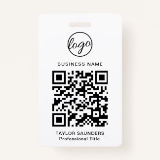Badge Code QR simple noir et blanc Code employé