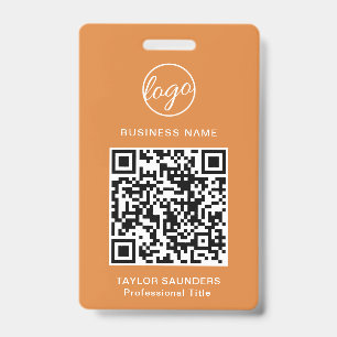 Badge Code QR simple orange Code employé