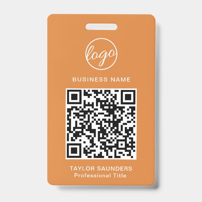 Badge Code QR simple orange Code employé (Avant)