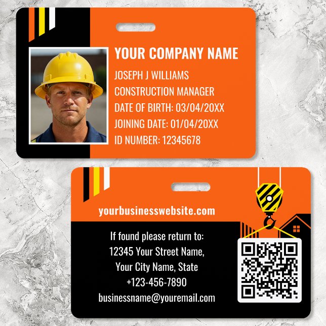 Badge Code QR Travaux ID Construction Personnalisée Oran (Créateur téléchargé)