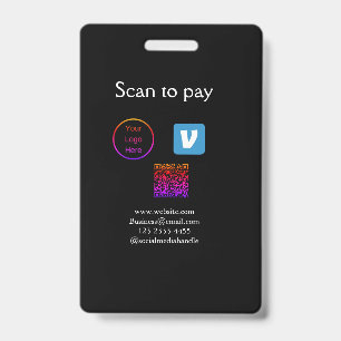 Badge Code QR venmo scan pour payer ajouter logo médias