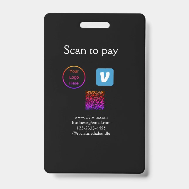 Badge Code QR venmo scan pour payer ajouter logo médias  (Avant)