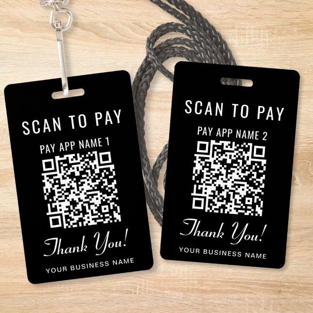 Badge Codes QR de paiement noir Scan to Pay 2 (Scan to Pay 2 Payment QR Codes Social Media Badge)