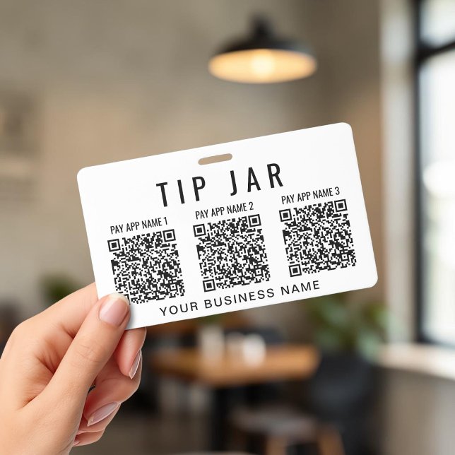 Badge Codes QR du pot à pourboires pour plusieurs applic (Tip Jar QR Codes Multiple Payment Apps Badge)