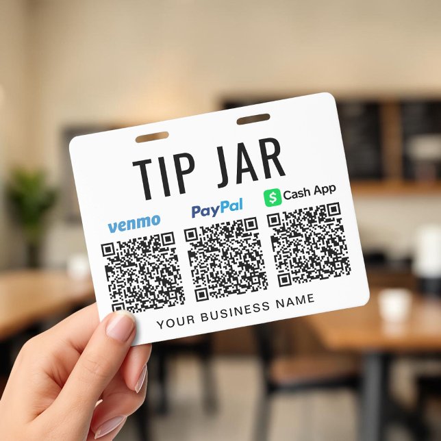 Badge Codes QR pour pourboire Venmo PayPal CashApp Jarre (Tip Jar Venmo PayPal CashApp QR Codes Tipping Badge)