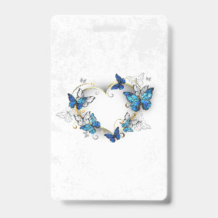 Badge Coeur bijoux avec papillons Morpho