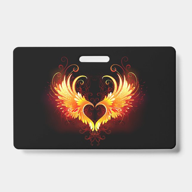 Badge Cœur d'ange de feu avec des ailes (Avant)