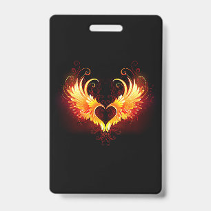 Badge Cœur de feu angélique avec ailes