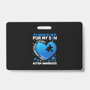 Badge Cœur que je porte en bleu pour la sensibilisation