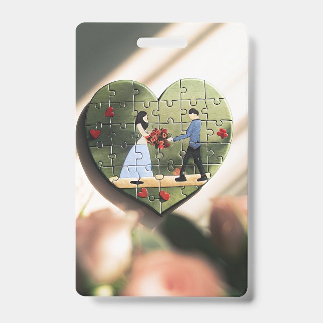 Badge Cœur Romantique Puzzle (Avant)