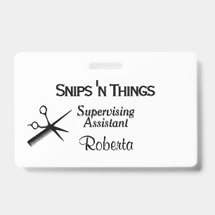 Badge Coiffeuse / ID de liste d'étoiles blanc
