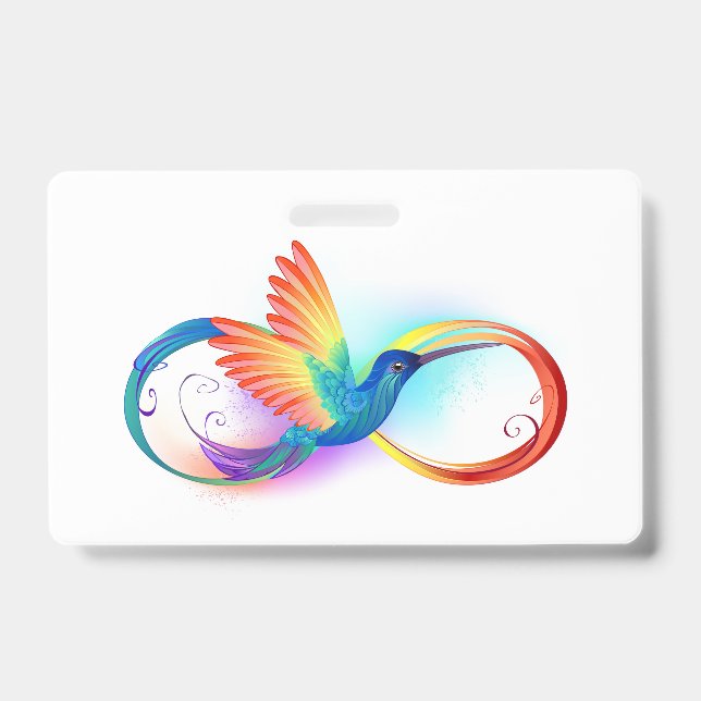 Badge Colibri arc-en-ciel avec symbole d'infini (Avant)