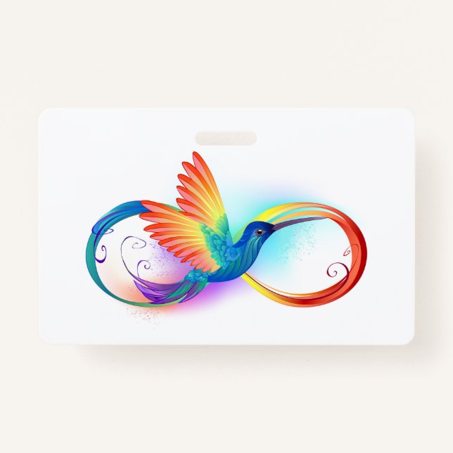 Badge Colibri arc-en-ciel avec symbole Infinity (Devant)