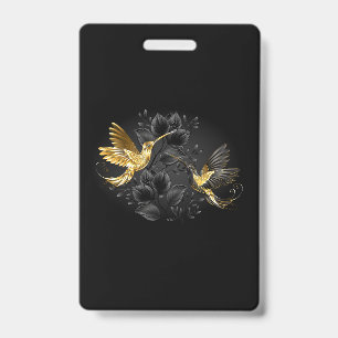 Badge Colibri noir et or