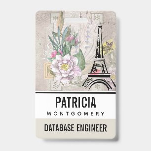 Badge Collage de fleurs vintage et illustration de la To