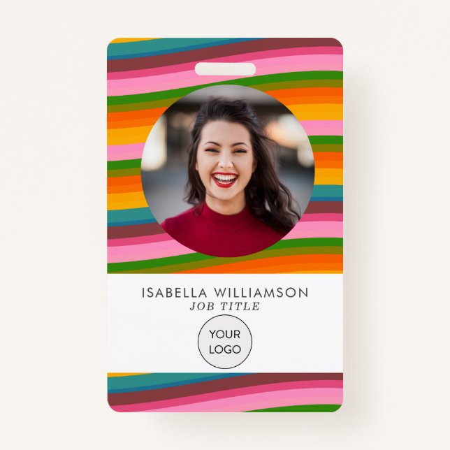 Badge Colorful Cheerful Bright Rainbow Wave Photo ID (Devant)