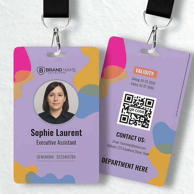 Badge Colorful Organic Shapes Purple ID Card (Colorful Organic Shapes Purple ID Card Badge)