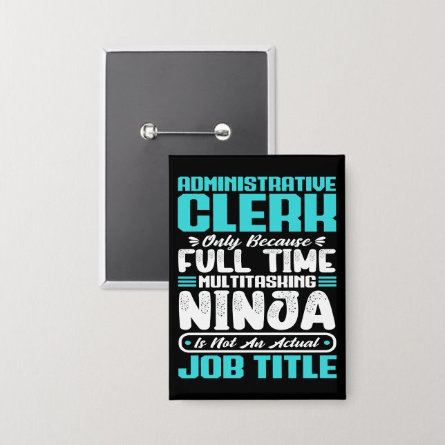 Badge Commis administratif Titre du travail Compétences  (Recto/Verso)