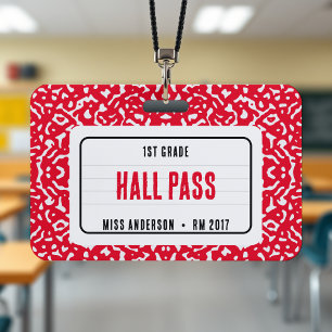 Badge Composition Carnet Salle de classe Pass Rouge