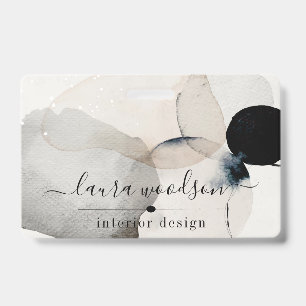 Badge Concepteur d'intérieur de formes d'aquarelle Abstr