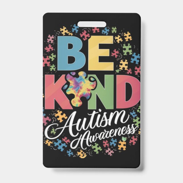 Badge Conception Colorée de Sensibilisation à l'Autisme  (Avant)