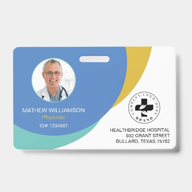 Badge Conception de cercle bleu | Photo médicale ID et l (Avant)