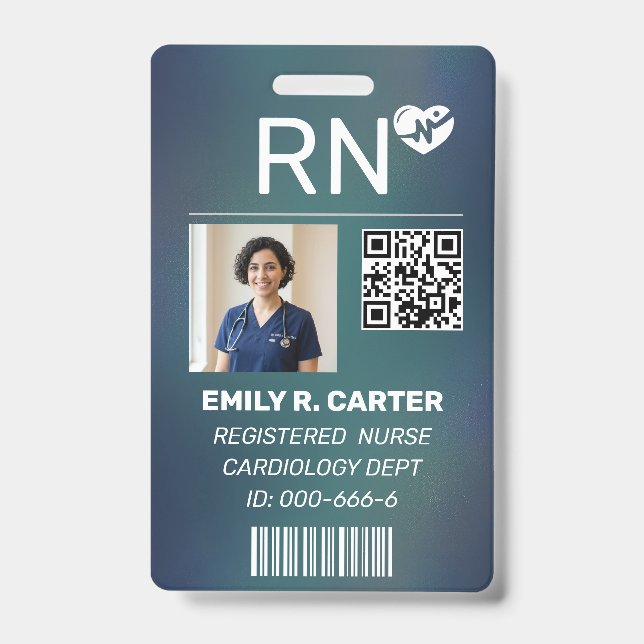 Badge Conception de code QR photo d'infirmière diplômée  (Avant)