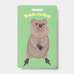 Badge Conception de dessin animé de quokka mignon souria