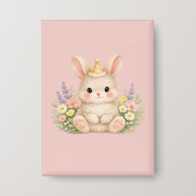 Badge Conception de fleur sauvage de lapin duveteux pour (Recto)