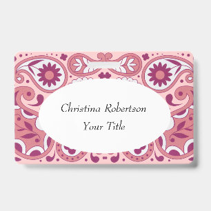 Badge Conception de fleurs à motifs cachemire rose blanc