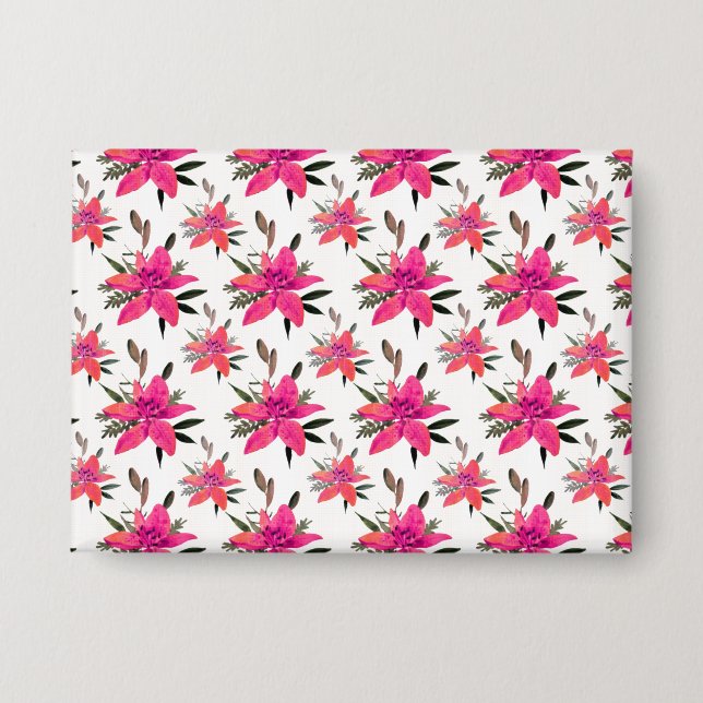 Badge Conception de motif floral Fleurs roses (Recto)