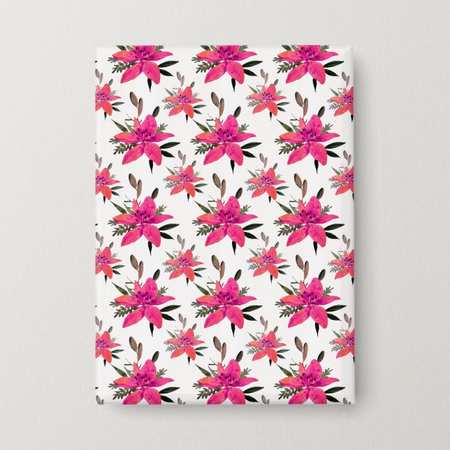 Badge Conception de motif floral Fleurs roses (Recto)