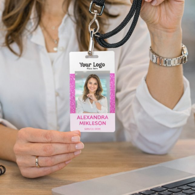 Badge Conception de photo tendance rose chaud et glamour (Créateur téléchargé)