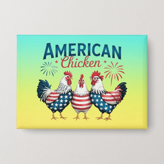 Badge Conception de poulet américain patriotique du 4 ju (Recto)