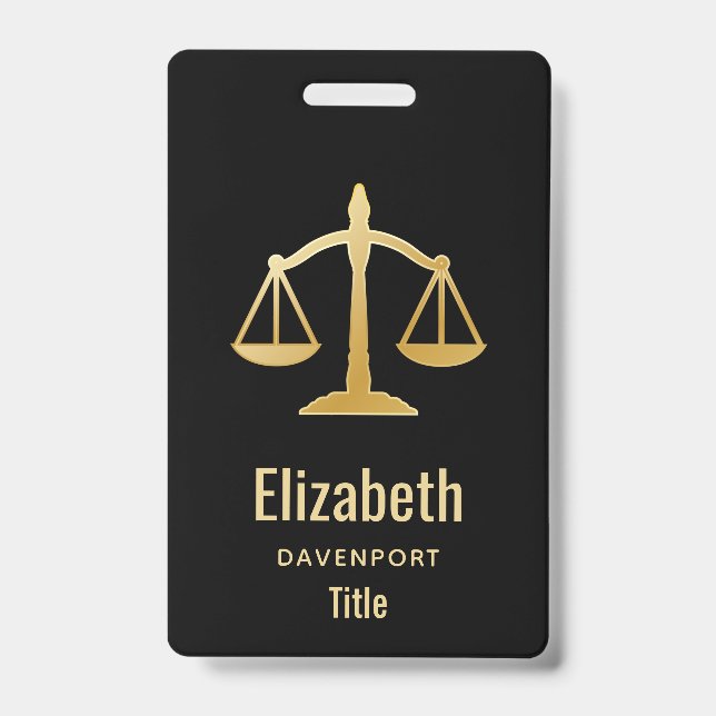 Badge Conception de thème de loi sur les échelles d'or d (Avant)