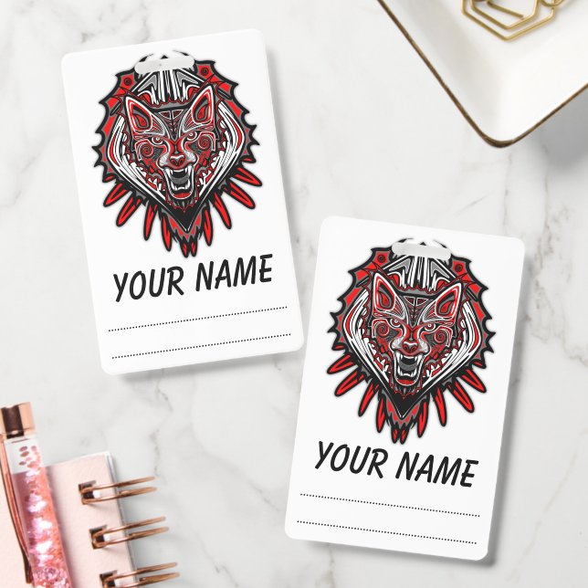 Badge Conception de totem tribal Haida Loup (Bureau)