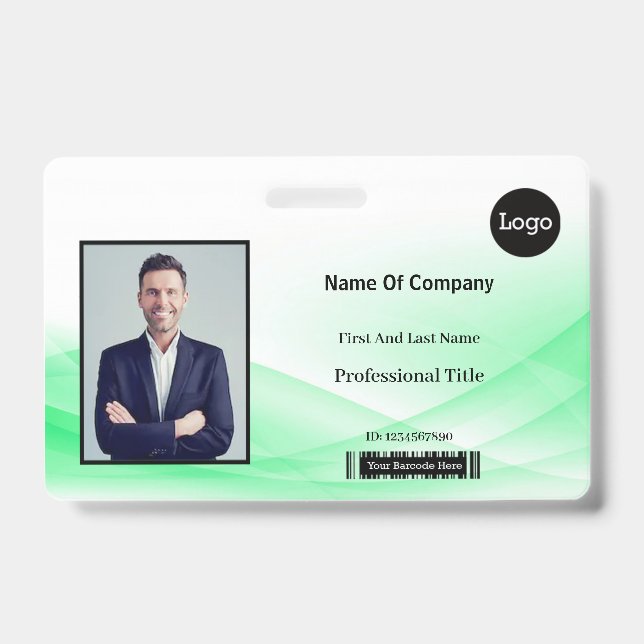 Badge Conception de vague verte Photo d'identification I (Avant)
