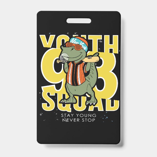 Badge conception de vecteur de dinosaure cool dessiné à  (Avant)