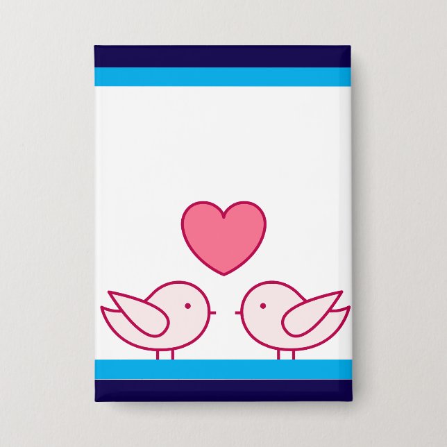 Badge Conception d'oiseau mignon et de cœur d'amour (Recto)