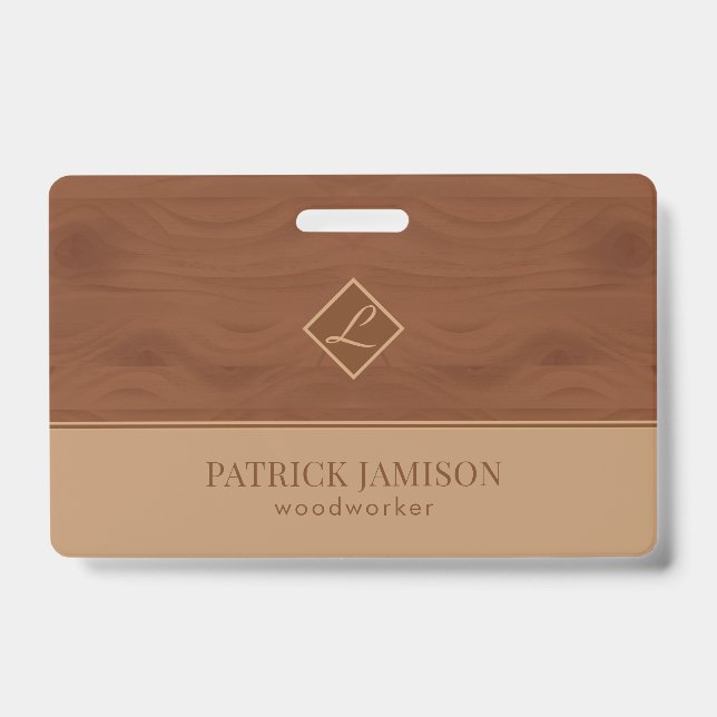 Badge Conception en bois marron et beige (Avant)