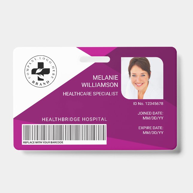 Badge Conception géométrique moderne de prune ID photo m (Avant)