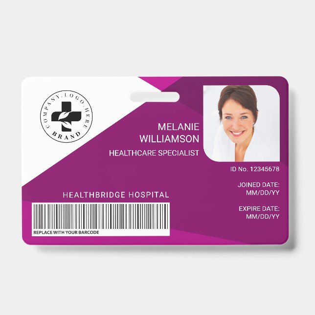 Badge Conception géométrique moderne de prune ID photo m (Avant)